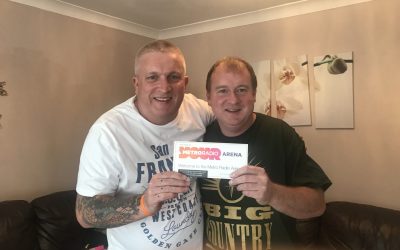 PAUL COLLECTS WINNING PRIZE OF TRIP TO DISNEY ON ICE