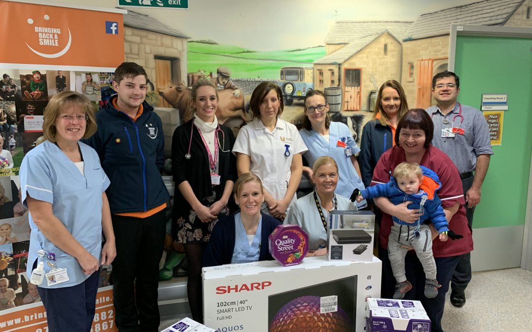 TEAM THIRSK VISIT FRIARAGE HOSPITAL TO DONATE T.V. AND DVD PLUS SELECTION PACKS FOR KIDS SUPRISE